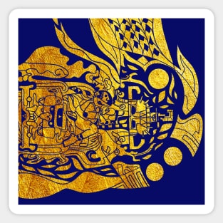 pakal spaceman on blue fire ecopop pattern Sticker